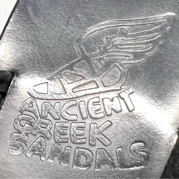 Ancient Greek Sandals Black Leather Sheer Polka Dot Toe Loop Slide Sandals 38 - Picture 13 of 14